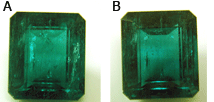 Emerald comparision: traditional enhancement vs. ExCel process over time